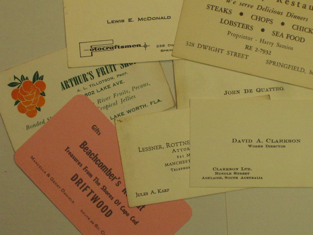 Business Cards from the 1940's 1950's